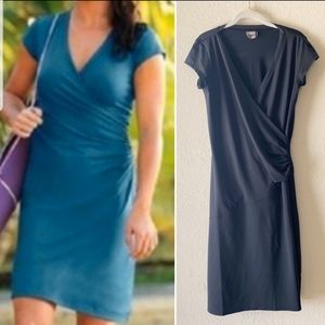 Athleta Black Nectar Faux Wrap Jersey Knit Dress